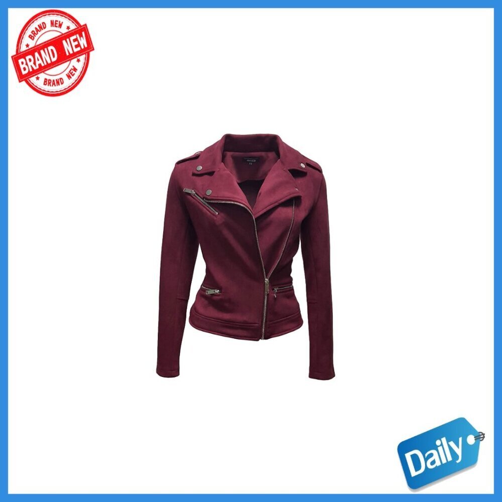 Faux Suede Jacket Long Sleeve Zipper Casual Outwear Trench Style